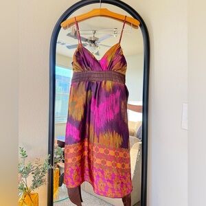 Pink and Orange Sleeveless Midi Sundress for Cocktail